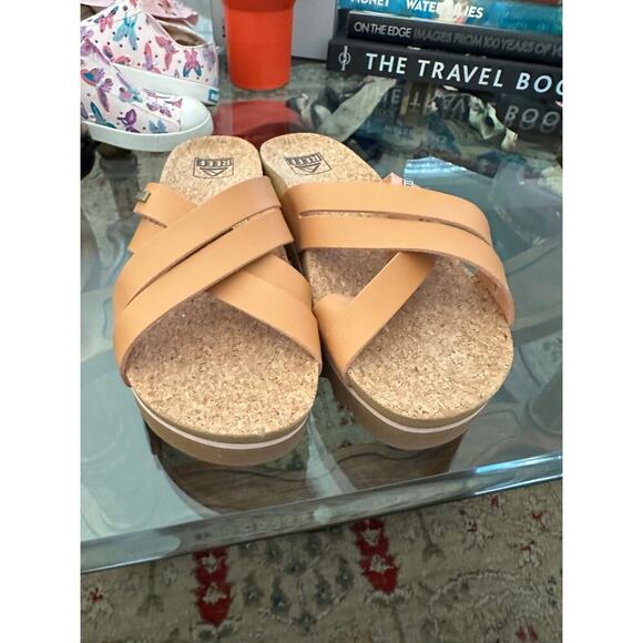 Reef Women's Brown Kaia Cross Cushion Bloom Hi Flip Flop Sandals Size 8 - Picture 5 of 5